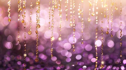 Poster - Elegant gold row with light purple bokeh, blurred lights, sophisticated backdrop