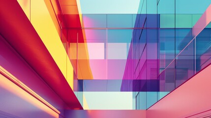 Poster - innovative architectural design with overlapping layers in a spectrum of gradient colors