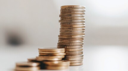 Aufkleber - A stack of coins growing taller with each layer, symbolizing financial growth and prosperity
