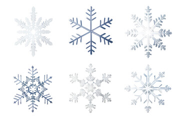 Aufkleber - Various white snowflakes in diverse forms Isolated on white background
