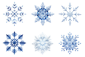 Aufkleber - Assorted snowflakes with intricate patterns Isolated on white background