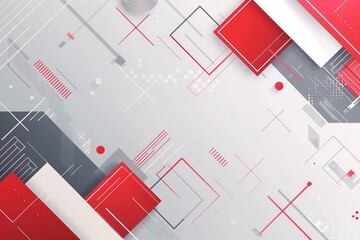 Fototapete - A white background with red squares and gray squares