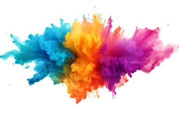 Aufkleber - Energetic burst of rainbow paint powder Isolated on white background