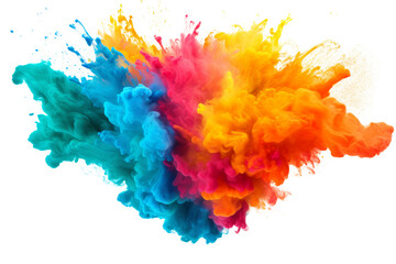 Fototapete - Dynamic explosion of colorful holi powder Isolated on white background