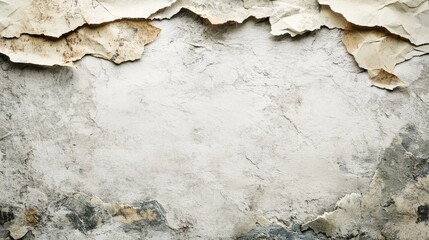 Wall Mural - Vintage poster on a grunge wall with torn edges, crumpled paper texture, space for text