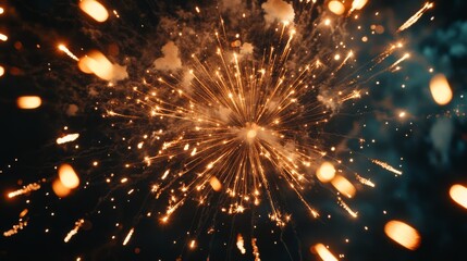 Poster - Spectacular fireworks display lighting up the dark evening sky