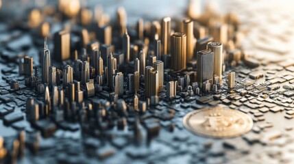 Aufkleber - Merged cityscape and coin imagery, representing the synergy between urban environments and financial assets.