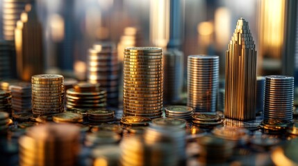 Aufkleber - Merged cityscape and coin imagery, representing the synergy between urban environments and financial assets.