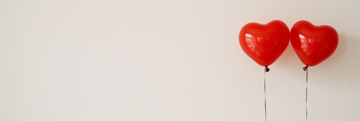 Aufkleber - Minimalist Heart-Shaped Balloons Against Plain White Background - Simplicity, Joy, and Ample Copy Space