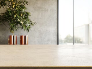 Aufkleber - Contemporary Minimalist Beige Marble Table in Modern Office with Finance Themes - Soft Warm Lighting and Professional Aesthetic - High-Angle View