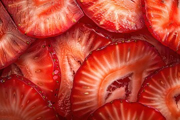 Wall Mural - A close up of a strawberry with the seeds visible