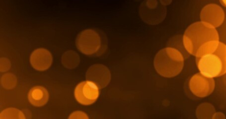 Poster - Orange, bokeh and abstract or bubbles for backdrop, screensaver and wallpaper. Particles, glitter and spotlight by dark background for aesthetic, glow and special effects for creativity or art