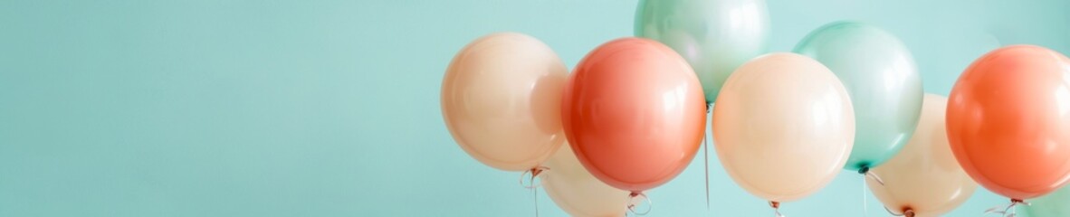 Aufkleber - Delicate Early Afternoon Celebration with Soft Peach Balloons Against a Pastel Background