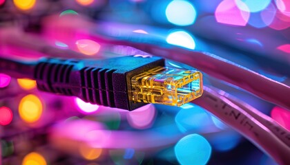 Abstract network information web science technology data center fiber optic cable 5G