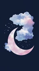 Wall Mural - A sophisticated and elegant Tshirt design with the Cancer zodiac symbol using soft pastel colors and a moon motif reflecting the nurturing and intuitive nature of those born under this sign