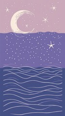 Wall Mural - A sophisticated and elegant Tshirt design with the Cancer zodiac symbol using soft pastel colors and a moon motif reflecting the nurturing and intuitive nature of those born under this sign