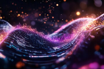 Poster - Colorful waves of light create a mesmerizing digital landscape, evoking a sense of motion and energy in a vibrant universe.