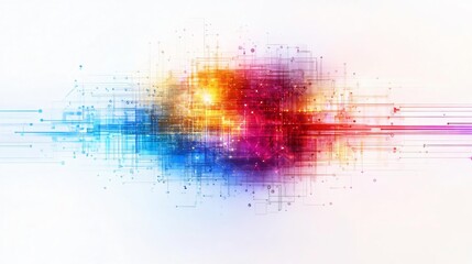 Poster - Vibrant abstract burst of colors merging dynamically with a modern digital aesthetic. Perfect for creative and tech-themed projects.