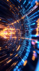 Poster - A dynamic tunnel of light, showcasing vibrant colors and swirling patterns. Ideal for technology and futuristic themes.