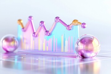 Poster - A vibrant and modern graph with colorful lines and spheres, representing data analysis and trends in a stylish way.