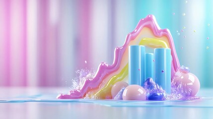 Poster - A vibrant and playful scene featuring colorful shapes, waves, and splashes, perfect for creative projects and visual inspiration.