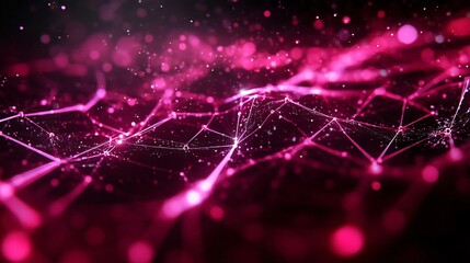 Poster - Abstract digital background featuring vibrant pink connections and bright particles, ideal for technology and innovation themes.