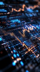 Poster - Abstract digital data visualization with vibrant colors, illustrating technology, finance, and analytics in a modern design.