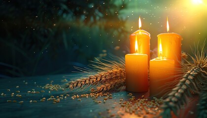 Wall Mural - christmas candle and decorations