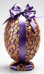 Sticker - milk chocolate easter egg with purple foil