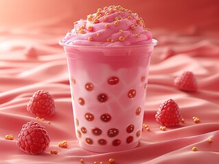 Wall Mural - A bubble tea in a plastic cup. 