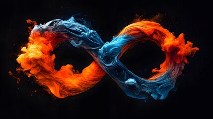 Wall Mural - Abstract Infinity Symbol in Blue and Orange Paint.