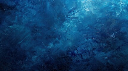 Poster - The image is a close-up of an abstract blue paint texture. The texture is rough and uneven, with a variety of shades of blue. The paint has been applied in thick strokes, creating a sense of depth and