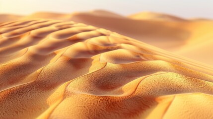 Aufkleber - A close-up view of sand dunes in a desert at sunset, showcasing the intricate patterns and textures of the sand. The warm light of the setting sun casts a golden glow on the landscape, creating a visu
