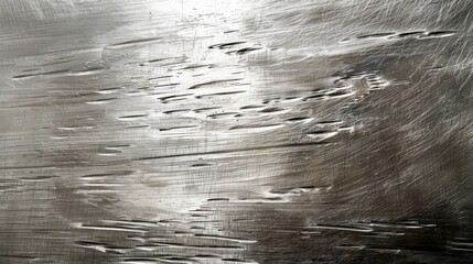Poster - A close-up image of a metal surface showing scratches, marks, and light reflections. The surface has a weathered, worn appearance, with visible grooves and lines running in different directions.