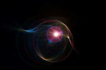 Wall Mural - abstract lens flare on a black background