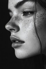 Poster - Woman with Freckles Close Up