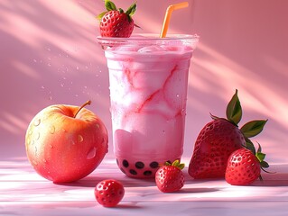 Canvas Print - strawberry and smoothie