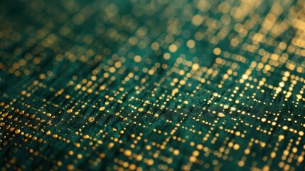Aufkleber - A close-up, macro photograph of a textured green fabric with small, round gold glitter particles scattered across its surface. The fabric appears soft and slightly blurred in the background.