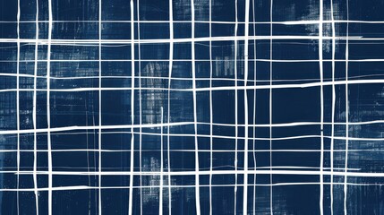 Poster - The image depicts a series of white lines painted on a blue canvas, creating a grid-like pattern of squares. The lines are slightly uneven, giving the impression of hand-painted strokes. The blue back