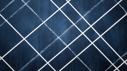 Poster - A close up image of dark blue tiles with white grout, arranged in a diamond pattern. The tiles are slightly textured, giving the image a depth that makes it appear three dimensional.