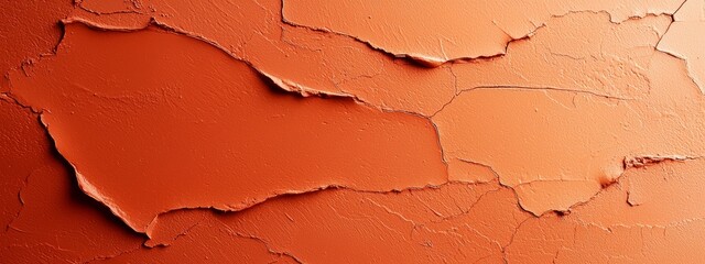 Sticker -  A tight shot of an orange-painted wall with a central crack