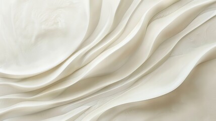 Poster - A close-up photograph of smooth, white fabric draped and folded in a series of elegant curves and ripples. The texture of the fabric is soft and luxurious, catching the light in subtle ways.