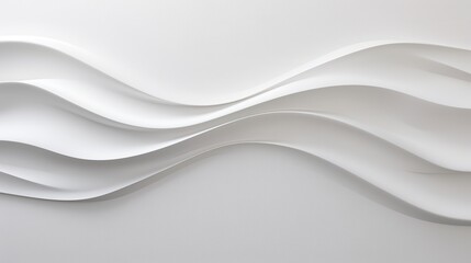 A close-up view of an abstract wall art piece, featuring a white, undulating pattern against a white background. The three-dimensional waves create a sense of depth and movement, while the simple colo