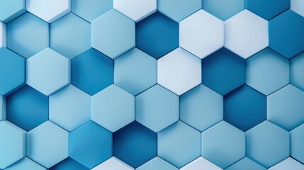 Leinwandbilder - A seamless pattern of blue and white hexagons, creating a visually appealing geometric background. The hexagons are arranged in a repeating pattern, with varying shades of blue. The image creates a se
