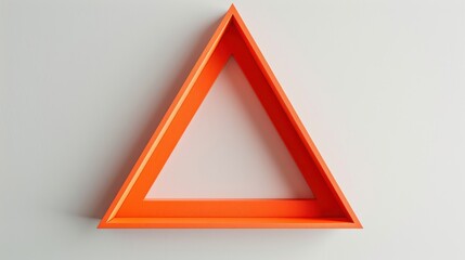 Aufkleber - A bright orange triangular shelf is mounted on a plain white wall. The shelf is made of wood and has a smooth, lacquered finish. The shelf is empty, providing an opportunity for decorative items to be