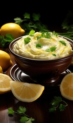 Wall Mural - Mayonnaise bowl and ingredients isolated on white with clipping path