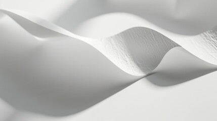Poster - A white fabric is draped over a surface, creating soft, flowing waves with gentle shadows. The fabric's texture is visible, adding depth and dimension to the image. The overall effect is one of sereni