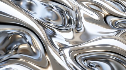 Aufkleber - A digitally rendered image of a metallic liquid surface with a wavy texture. The surface is smooth and reflective, and the waves create a sense of movement and depth. The image has a futuristic and ab