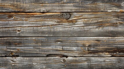 Poster - A close-up shot of a weathered wood surface, showcasing the natural wear and tear of time. The planks are arranged horizontally, showing the grain of the wood and the natural aging process.