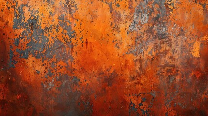 Poster - A close-up shot of a rusted metal surface. The surface is covered in a thick layer of orange and brown patina, creating a textured, abstract background.